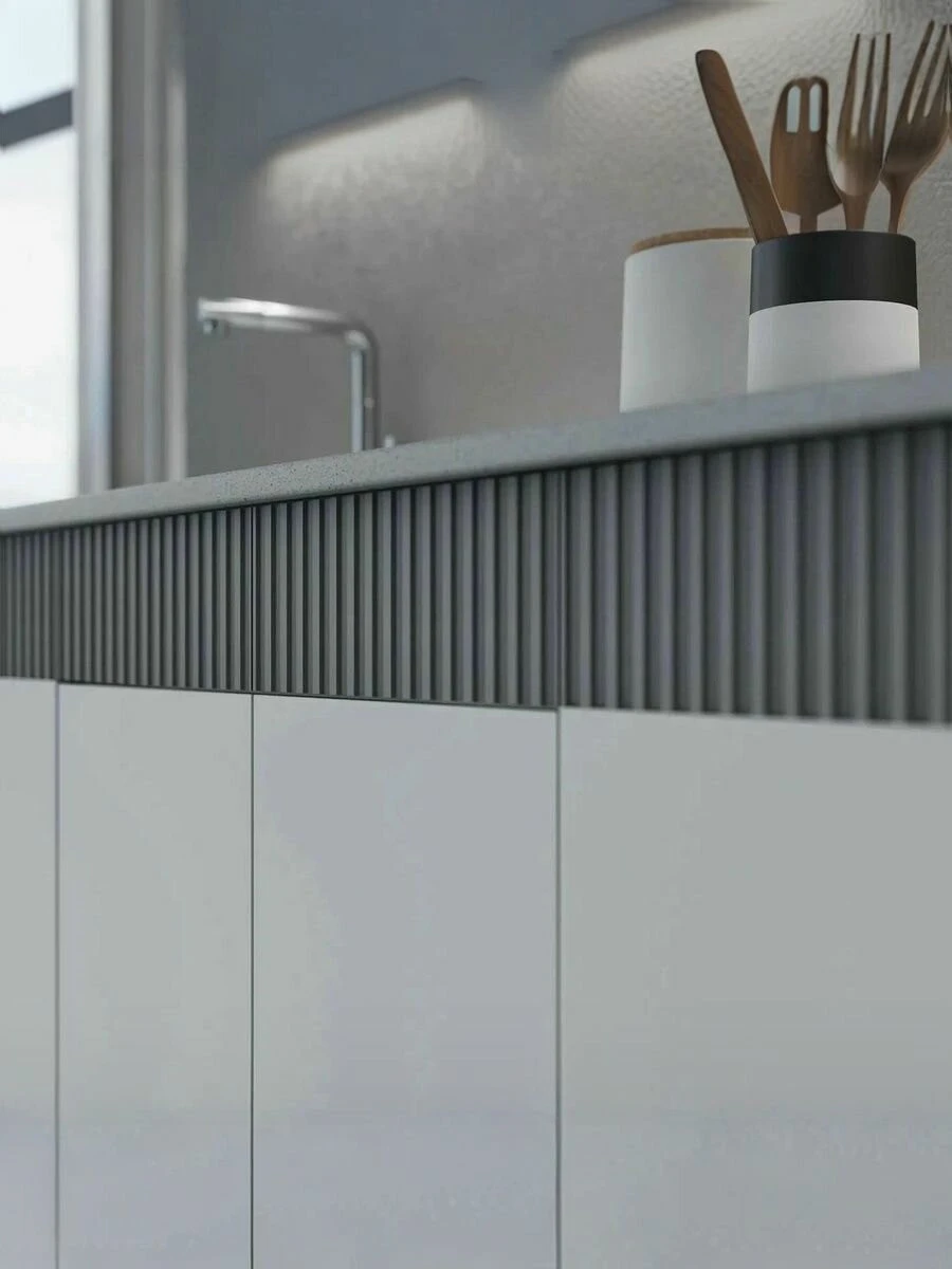 Кухонный гарнитур София Гренто 2м белый текстурный/ антарес со столешницей, ЛДСП/МДФ