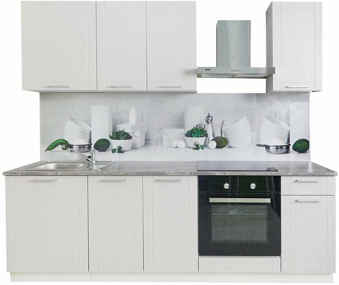 Кухонный гарнитур Hoff Стелла 2,4 м, 240х210х60 см, цвет жемчужно-серый