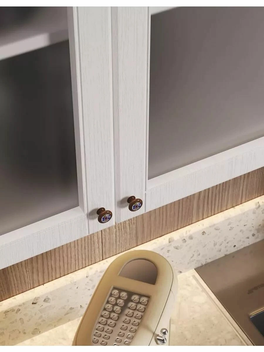 Кухонный гарнитур Хозяюшка 2.6 м, мебель для дома и кухни, Акация белая / Трюфель